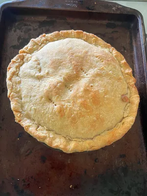 Andrew's first home-baked apple pie on a sheet pan